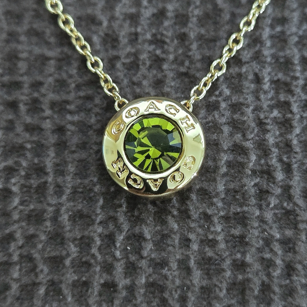 Coach Raised Gold💛 Slider Disc💿 Pendant Necklace - NIB - Picture 3 of 16
